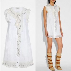 NWT COACH white sleeveless mini short vacation event dress
